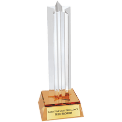 7 1/2" Gold Star Column Acrylic with Gold Base