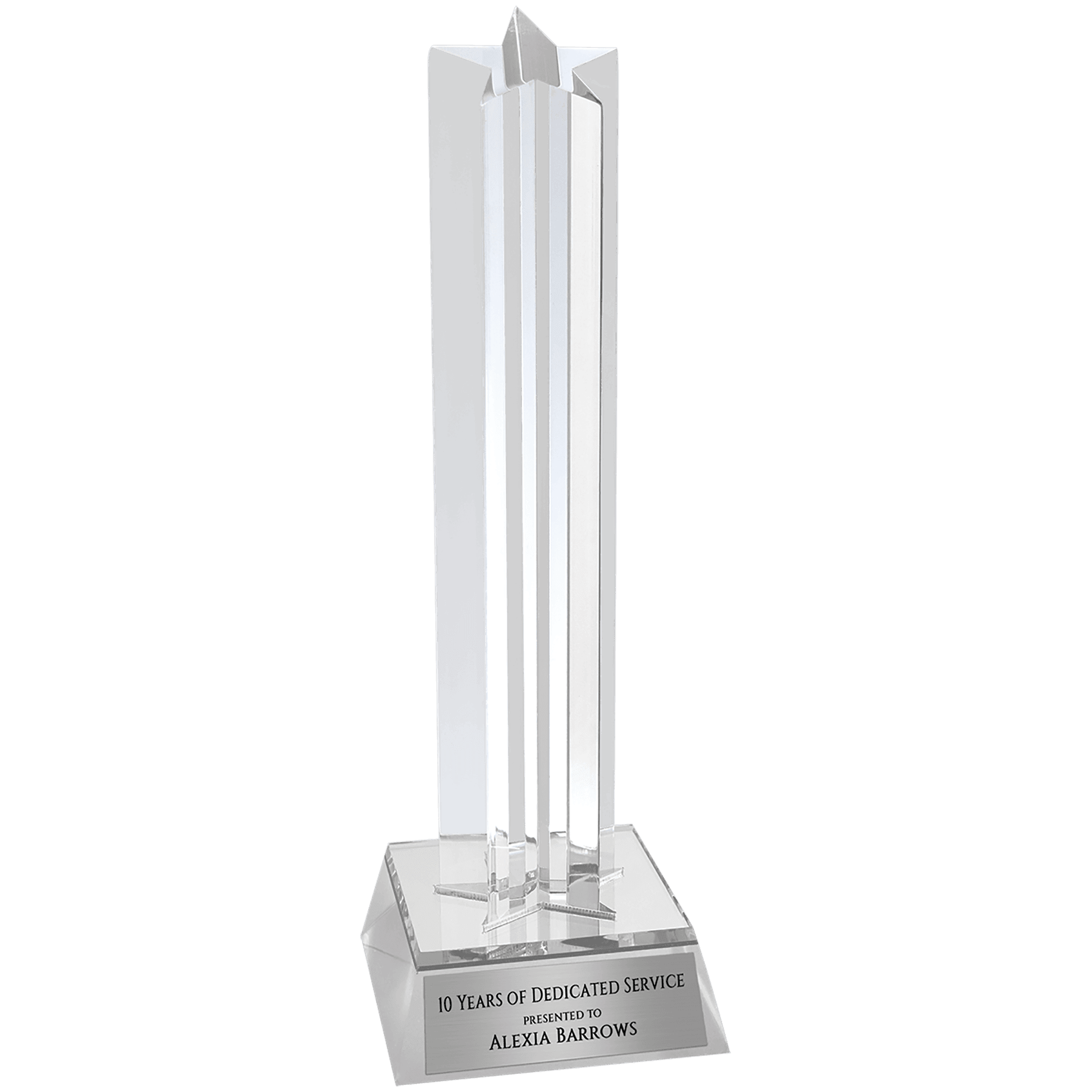 8 1/2" Silver Star Column Acrylic with Silver Base