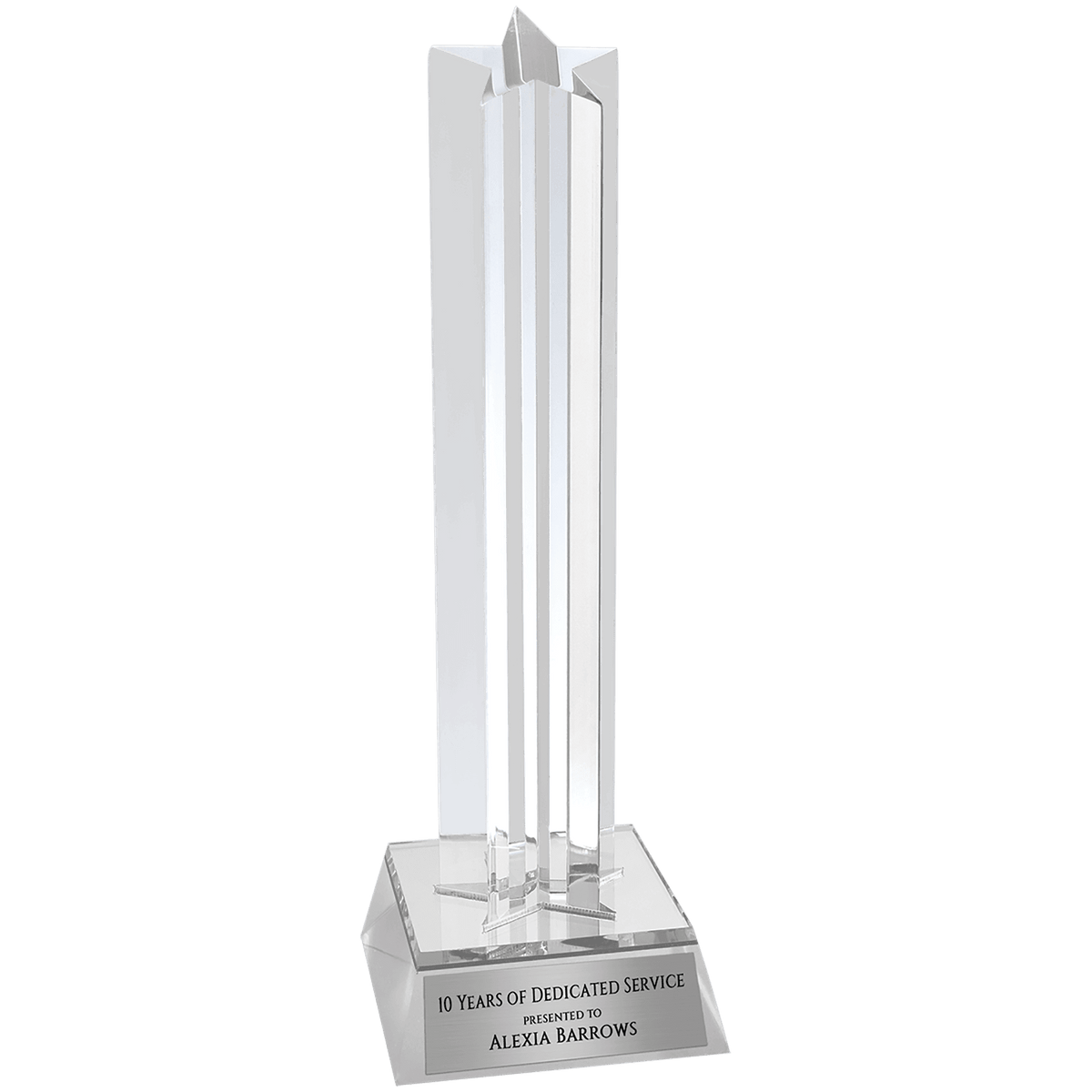 8 1/2" Silver Star Column Acrylic with Silver Base