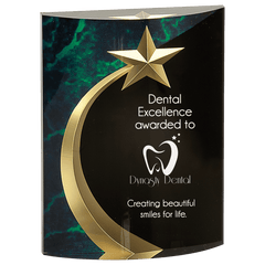 Green 6" Marble Rounded Shooting Star Acrylic