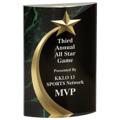 Green 6 3/4" Marble Rounded Shooting Star Acrylic