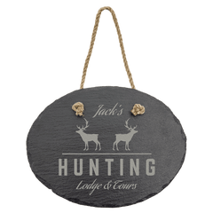 7 3/4" x 6" Oval Slate Decor with Hanger String