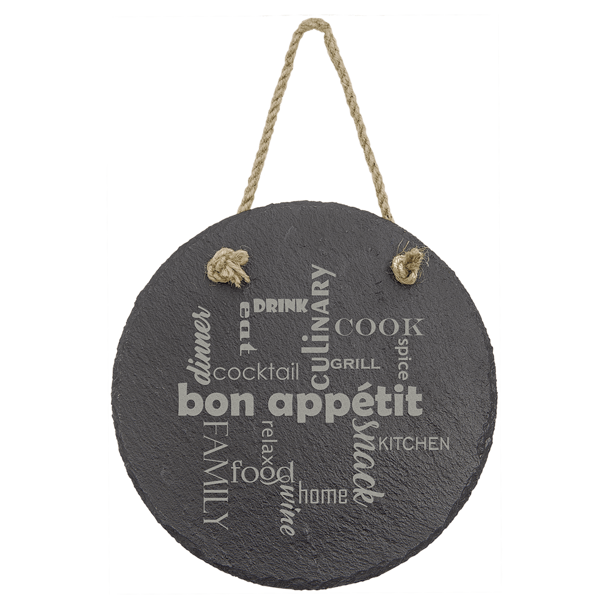 7" Round Slate Decor with Hanger String