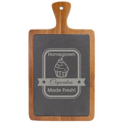 13 1/4" x 7" Acacia Wood/Slate Cutting Board