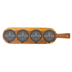 18 1/2" x 4 1/4" Acacia Wood/Slate Serving Board