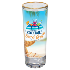 2 1/2 oz. Sublimatable Glass Shooter with Gold Rim
