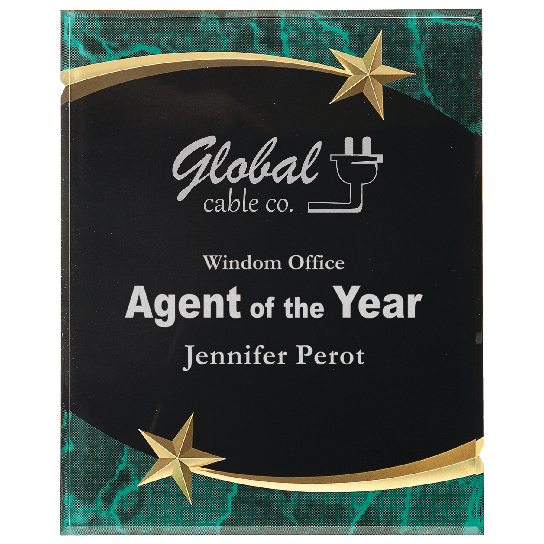 Green 7" x 9" Marble Shooting Star Acrylic Plaque