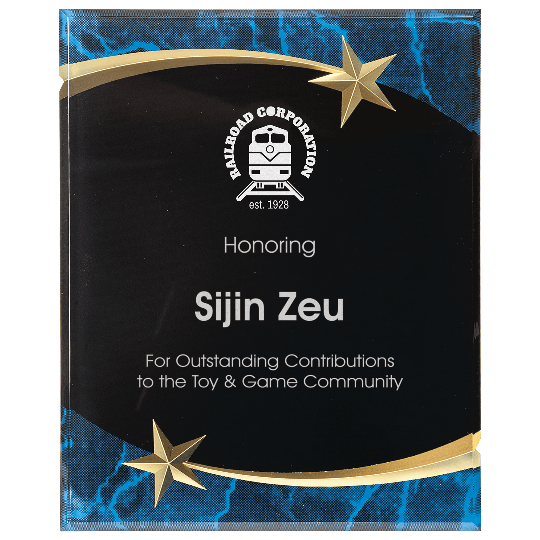 Blue 8" x 10" Marble Shooting Star Acrylic Plaque