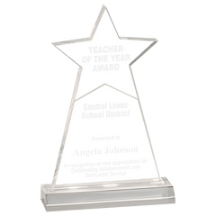 4 3/4" x 8" Clear Star Obelisk Acrylic with 5 3/4" inch Base