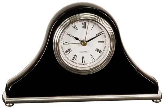 7 1/2" x 4 1/2" Black Piano Finish Mantel Desk Clock