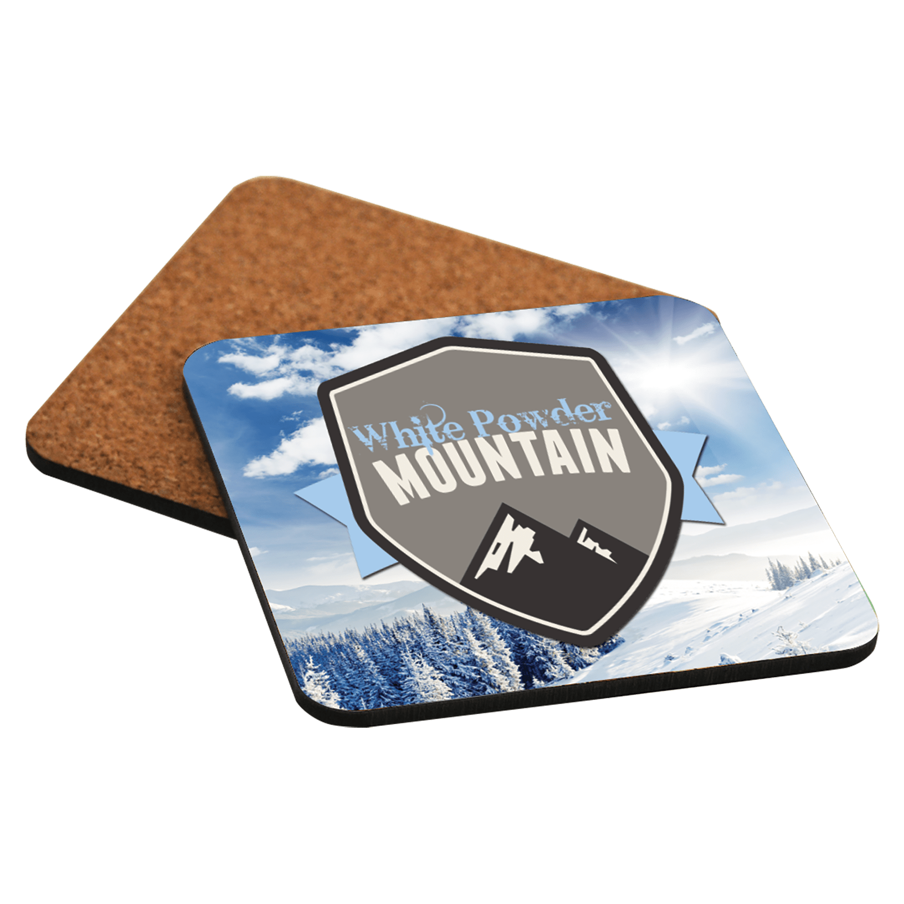 3.75" x 3.75" Gloss White Unisub MDF Square Coaster with Cork Back
