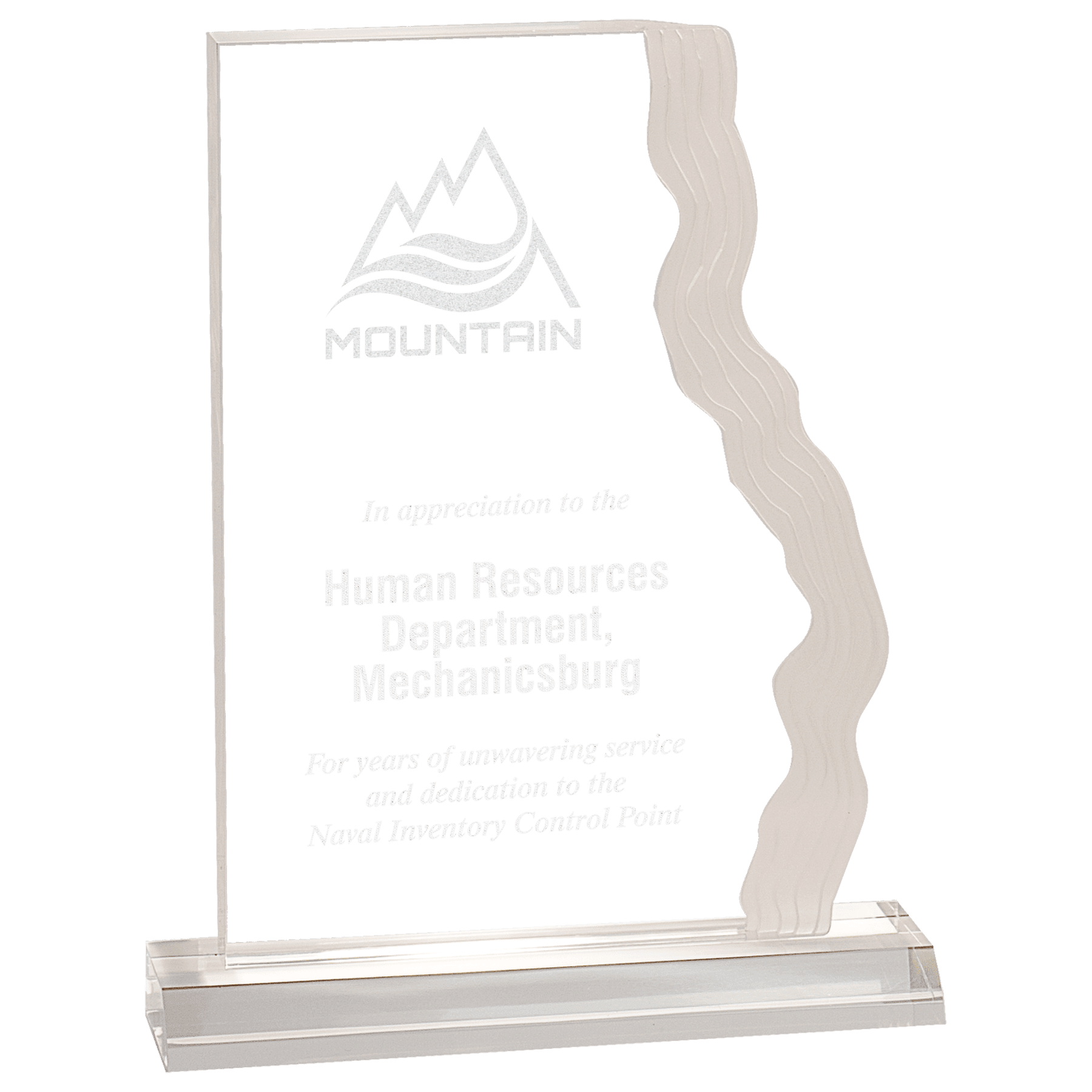 Clear 5 3/4" x 8" Waterfall Edge Acrylic with 6 1/2" Base