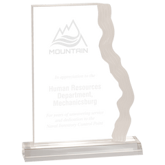 Clear 5 3/4" x 8" Waterfall Edge Acrylic with 6 1/2" Base