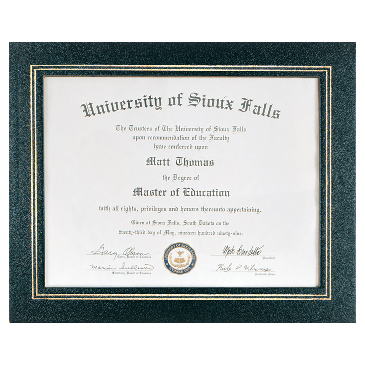 Black 13 1/4" x 10 3/4" Certificate Holder